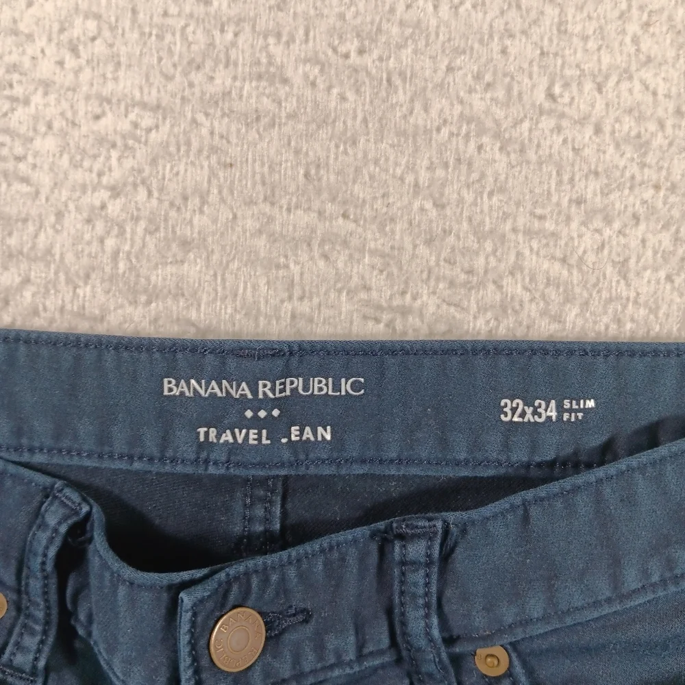 Banana Republic Travel Jean Mens 32x34 Blue Slim Fit Straight Leg Stretch Casual